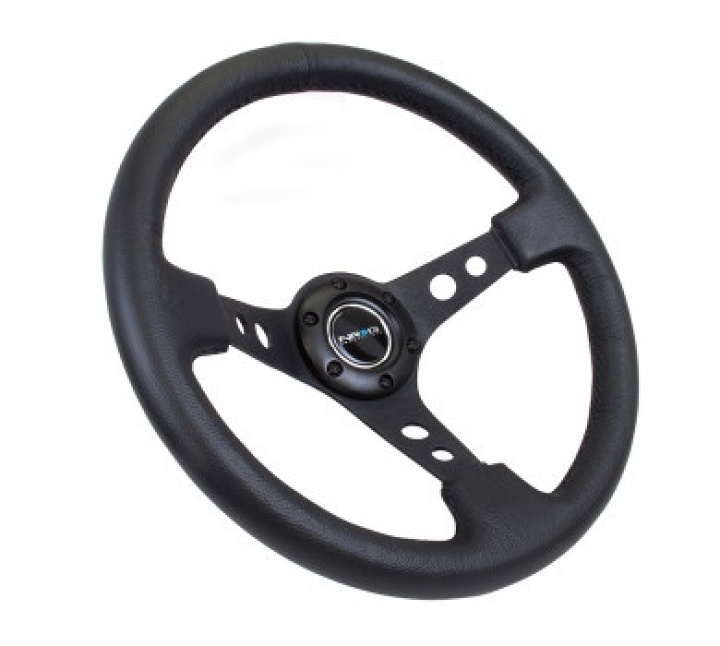 350mm Sport Steering Wheel (3\'\' Deep) - Black Leather in the group Interior / Steering Wheels & Hubs / Sports steering wheels & Wooden steering wheels / Drifting Steering Wheels at DDESIGN Scandinavia AB (NRG-RST-006BK)
