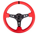 Reinforced Steering Wheel - 350mm Sport Steering Wheel (3\'\' Deep) Black Spoke with Suede finish and Black Stitch