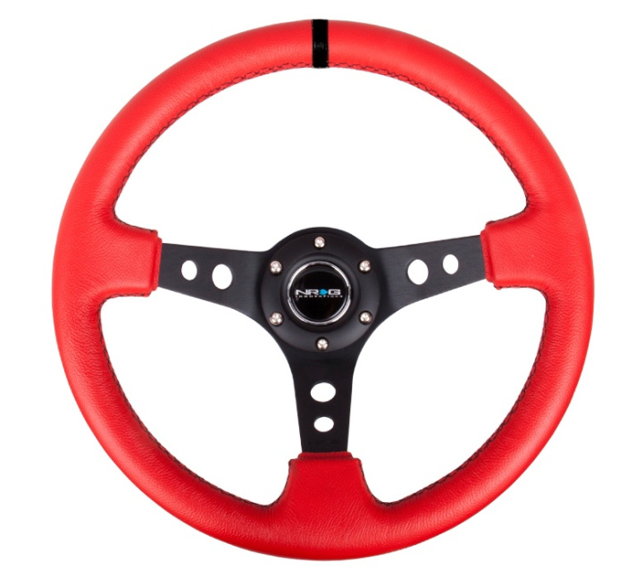 Reinforced Steering Wheel - 350mm Sport Steering Wheel (3\'\' Deep) Black Spoke with Suede finish and Black Stitch in the group Interior / Steering Wheels & Hubs / Sports steering wheels & Wooden steering wheels / Drifting Steering Wheels at DDESIGN Scandinavia AB (NRG-RST-006RR-BS-B)