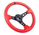 Reinforced Steering Wheel - 350mm Sport Steering Wheel (3\'\' Deep) Black Spoke with Suede finish and Black Stitch