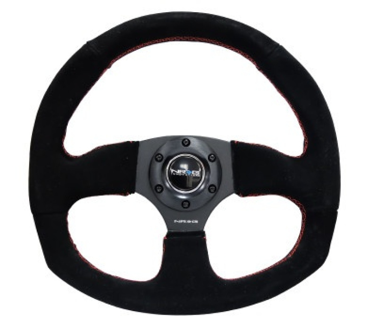 Reinforced Steering Wheel - Suede Leather Steering Wheel w/ RED stitch in the group Interior / Steering Wheels & Hubs / Sports steering wheels & Wooden steering wheels / Sport Steering Wheels at DDESIGN Scandinavia AB (NRG-RST-009S-RS)