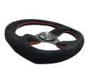 Reinforced Steering Wheel - Suede Leather Steering Wheel w/ RED stitch