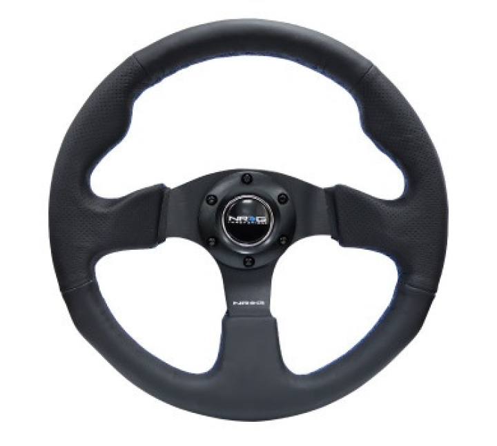 RACE STYLE - Leather Steering Wheel 320mm w/ BLUE stitch in the group Interior / Steering Wheels & Hubs / Sports steering wheels & Wooden steering wheels / Sport Steering Wheels at DDESIGN Scandinavia AB (NRG-RST-012R-BL)