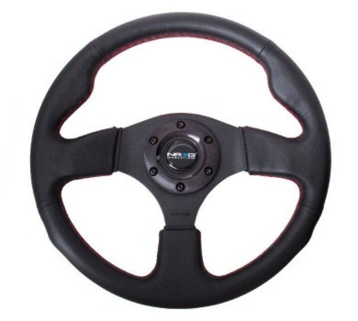 Reinforced Steering Wheel- 320mm Sport Leather Steering Wheel w/ red stitch in the group Interior / Steering Wheels & Hubs / Sports steering wheels & Wooden steering wheels / Sport Steering Wheels at DDESIGN Scandinavia AB (NRG-RST-012R-RS)