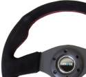 Reinforced Steering Wheel- 320mm Sport Suede Steering Wheel w/ red stitch