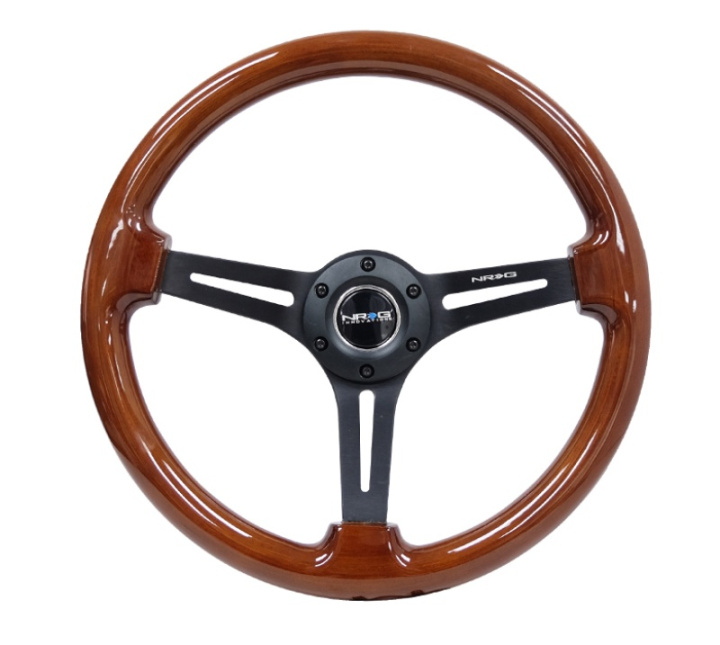 Classic Wood Grain Wheel 350mm 3 spoke center in matte black NRG in the group Interior / Steering Wheels & Hubs / Sports steering wheels & Wooden steering wheels / Wood Steering Wheels at DDESIGN Scandinavia AB (NRG-RST-018BR-BK)