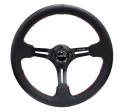 350mm Sport Steering Wheel 3\'\' deep, Black Leather with Red Stitching
