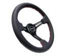 350mm Sport Steering Wheel 3\'\' deep, Black Leather with Red Stitching