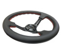 350mm Sport Steering Wheel 3\'\' deep, Black Leather with Red Stitching