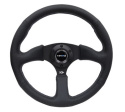 Reinforced Steering Wheel- 350mm Sport Leather Racing (2.5\'\' Deep) Comfort Grip 5mm matte black spoke
