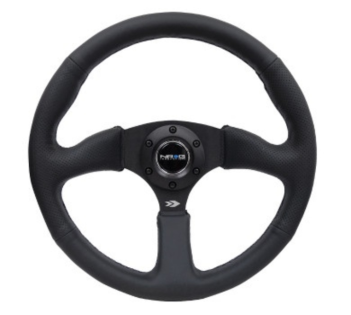 Reinforced Steering Wheel- 350mm Sport Leather Racing (2.5\'\' Deep) Comfort Grip 5mm matte black spoke in the group Interior / Steering Wheels & Hubs / Sports steering wheels & Wooden steering wheels / Sport Steering Wheels at DDESIGN Scandinavia AB (NRG-RST-023MB-R)