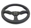 Reinforced Steering Wheel- 350mm Sport Leather Racing (2.5\'\' Deep) Comfort Grip 5mm matte black spoke