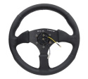 Reinforced Steering Wheel- 350mm Sport Leather Racing (2.5\'\' Deep) Comfort Grip 5mm matte black spoke