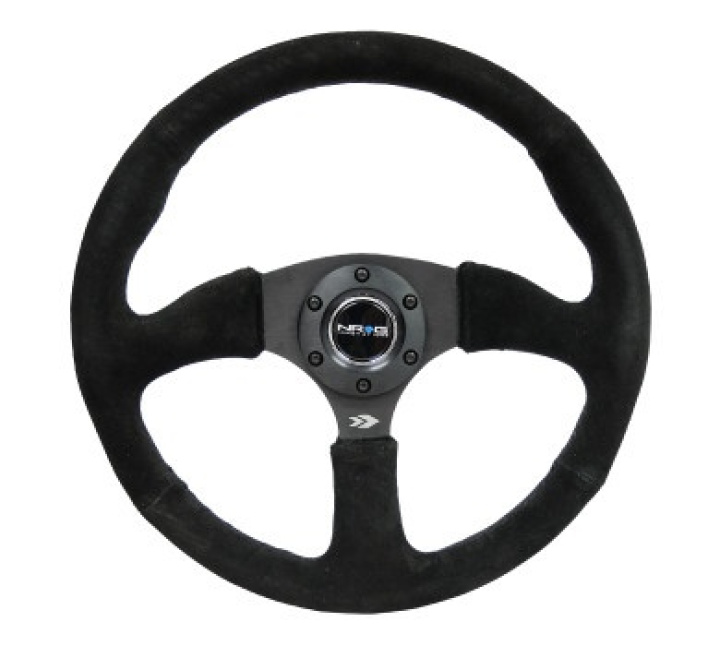Reinforced Steering Wheel- 350mm Sport Suede Racing (2.5\'\' Deep) Comfort Grip, 5mm matte black spoke in the group Interior / Steering Wheels & Hubs / Sports steering wheels & Wooden steering wheels / Sport Steering Wheels at DDESIGN Scandinavia AB (NRG-RST-023MB-S)