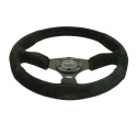 Reinforced Steering Wheel- 350mm Sport Suede Racing (2.5\'\' Deep) Comfort Grip, 5mm matte black spoke