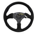 Reinforced Steering Wheel- 350mm Sport Suede Racing (2.5\'\' Deep) Comfort Grip, 5mm matte black spoke