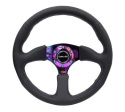 Reinforced Steering Wheel- 350mm Sport Leather Racing (2.5\'\' Deep) Comfort Grip, 4mm neochrome spoke