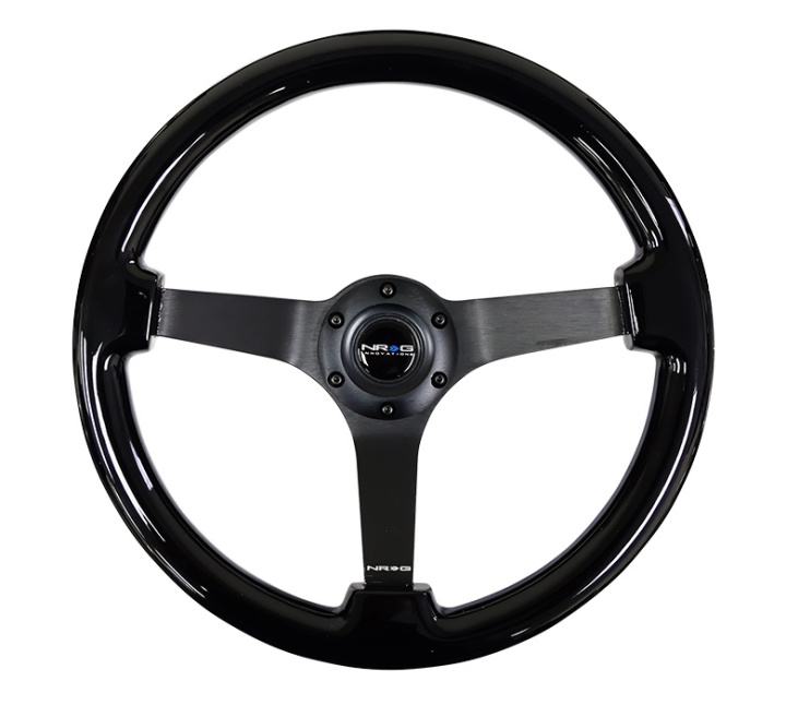 Reinforced Classic Black Wood Grain Wheel (3\'\' Deep, 4mm spoke),350mm,3 spoke center in Black Chrome in the group Interior / Steering Wheels & Hubs / Sports steering wheels & Wooden steering wheels / Wood Steering Wheels at DDESIGN Scandinavia AB (NRG-RST-036BK-BK)