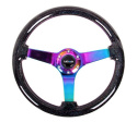 Classic Black Sparkled Wood Grain Wheel (3\'\' Deep,4mm), 350mm, 3 Solid spoke center in Neochrome