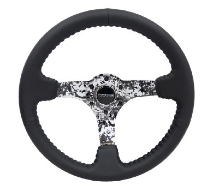 Reinforced Wheel,Hydro Dip DigiCamo 3\'\' Deep,matte blk spoke,350mm blk Leather,blk baseball stitch in the group Interior / Steering Wheels & Hubs / Sports steering wheels & Wooden steering wheels / Drifting Steering Wheels at DDESIGN Scandinavia AB (NRG-RST-036DC-R)