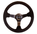 Reinforced Steering Wheel-Odi signature RACE STYLE - 350mm sport steering wheel (3\' deep) black Suede w/ Black baseball stitching - Matte Black spoke