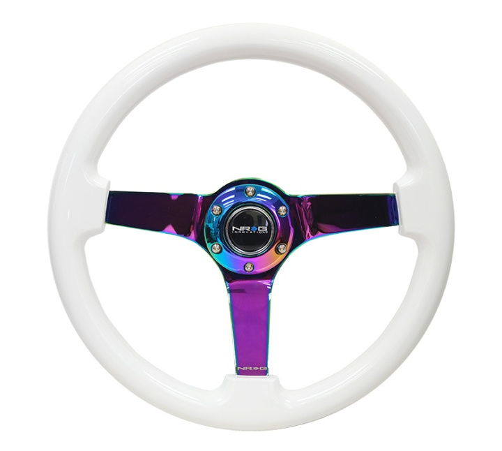 Reinforced Steering Wheel - Classic White Wood Grain (3\'\' Deep) 350mm,3 spoke center in Neochrome in the group Interior / Steering Wheels & Hubs / Sports steering wheels & Wooden steering wheels / Wood Steering Wheels at DDESIGN Scandinavia AB (NRG-RST-036WT-MC)