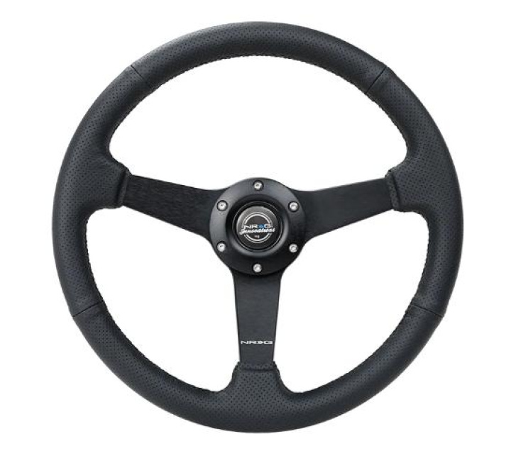 350mm Sport Steering Wheel (Flat) - Black Leather in the group Interior / Steering Wheels & Hubs / Sports steering wheels & Wooden steering wheels / Drifting Steering Wheels at DDESIGN Scandinavia AB (NRG-RST-037MB-PR)