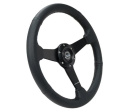 350mm Sport Steering Wheel (Flat) - Black Leather