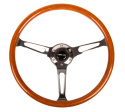 Reinforced Classic Wood Grain Wheel, 360mm, 3 spoke center in chrome