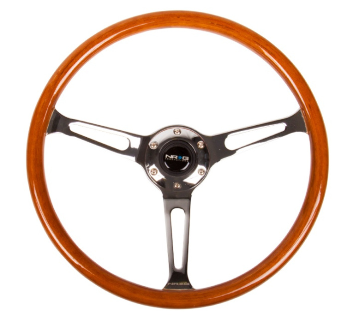 Reinforced Classic Wood Grain Wheel, 360mm, 3 spoke center in chrome in the group Interior / Steering Wheels & Hubs / Sports steering wheels & Wooden steering wheels / Wood Steering Wheels at DDESIGN Scandinavia AB (NRG-RST-360SL)