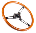 Reinforced Classic Wood Grain Wheel, 360mm, 3 spoke center in chrome