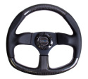 CARBON FIBER STEERING WHEEL 320mm FLAT BOTTOM w/ Black stitching
