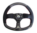 CARBON FIBER STEERING WHEEL 320mm FLAT BOTTOM w/ Red stitching