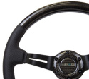 CARBON FIBER STEERING WHEEL W/ LEATHER ACCENT 350mm 1.5\'\' DEEP BLACK STICHING