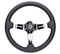 Light Weight Gaming Steering Wheel - Splitz Chrome Silver Spokes Perforated Leather NRG