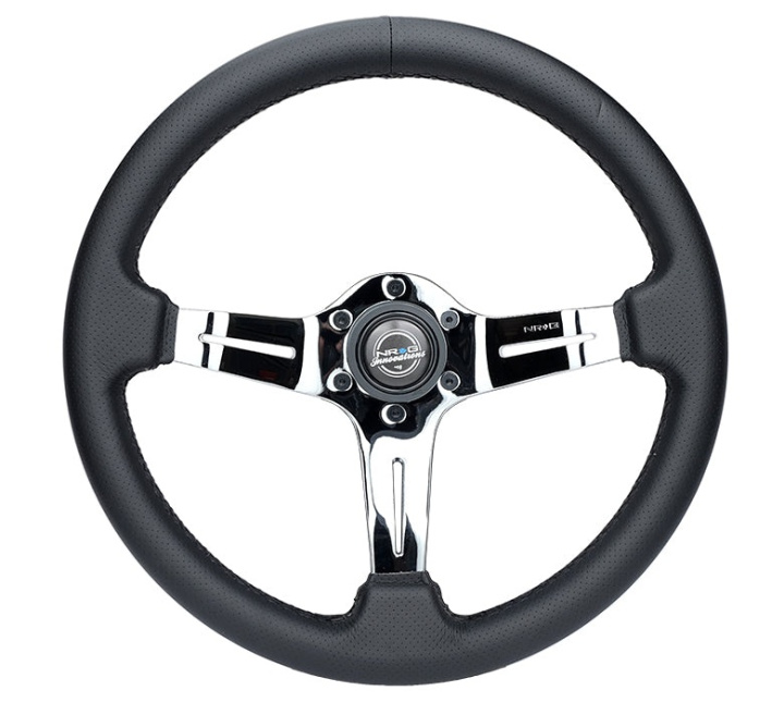 Light Weight Gaming Steering Wheel - Splitz Chrome Silver Spokes Perforated Leather NRG in the group Interior / Steering Wheels & Hubs / Sports steering wheels & Wooden steering wheels / Drifting Steering Wheels at DDESIGN Scandinavia AB (NRG-ST-010CH-PR)