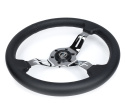 Light Weight Gaming Steering Wheel - Splitz Chrome Silver Spokes Perforated Leather NRG