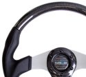 CARBON FIBER STEERING WHEEL 350mm SILVER OVAL SHAPE