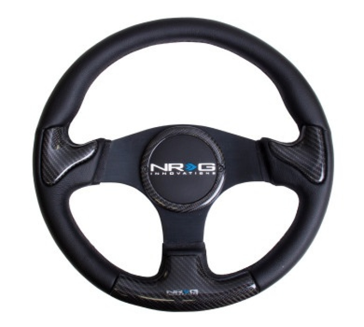 CARBON FIBER STEERING WHEEL 350mm Blk frame blk stitching w/ RUBBER COVER HORN BUTTON in the group Interior / Steering Wheels & Hubs / Sports steering wheels & Wooden steering wheels / Sport Steering Wheels at DDESIGN Scandinavia AB (NRG-ST-014CFBK)