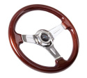 Classic Wood Grain Wheel, 330mm, 3 spoke center in chrome
