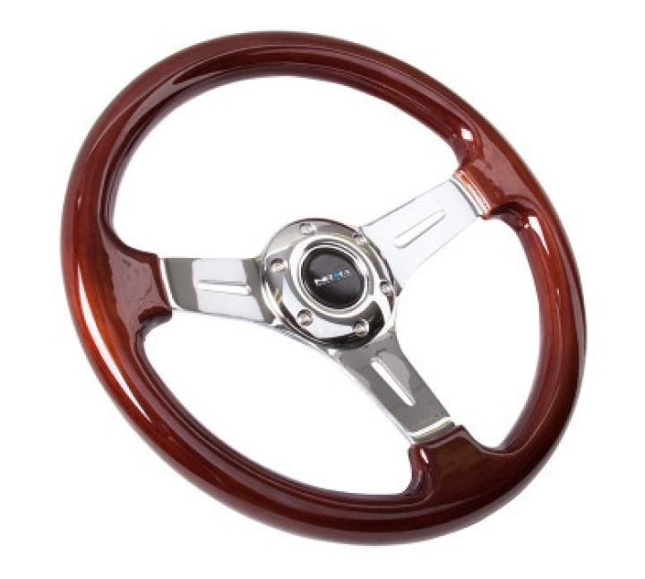 Classic Wood Grain Wheel, 330mm, 3 spoke center in chrome in the group Interior / Steering Wheels & Hubs / Sports steering wheels & Wooden steering wheels / Wood Steering Wheels at DDESIGN Scandinavia AB (NRG-ST-015-1CH)