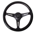 Classic Wood Grain Wheel350mm 3 Black spokesBlack Paint Grip NRG