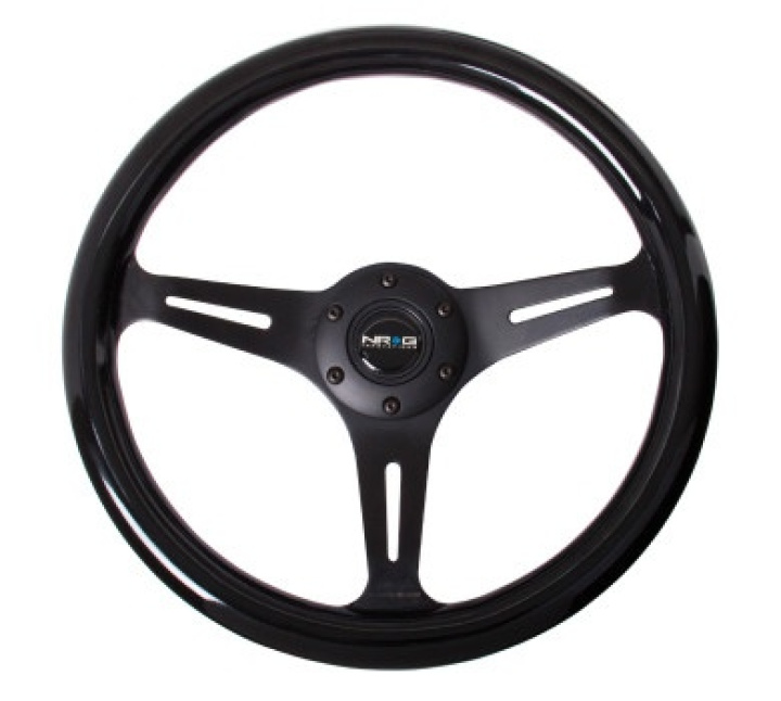 Classic Wood Grain Wheel350mm 3 Black spokesBlack Paint Grip NRG in the group Interior / Steering Wheels & Hubs / Sports steering wheels & Wooden steering wheels / Wood Steering Wheels at DDESIGN Scandinavia AB (NRG-ST-015BK-BK)
