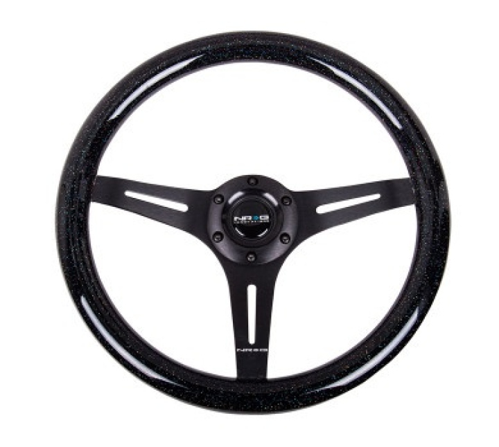 Black Sparkled Wood Grain Wheel 350mm 3 spoke center in Black NRG in the group Interior / Steering Wheels & Hubs / Sports steering wheels & Wooden steering wheels / Wood Steering Wheels at DDESIGN Scandinavia AB (NRG-ST-015BK-BSB)