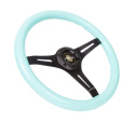 Minty Fresh Wood Grain Wheel 350mm 3 spoke center in Black NRG