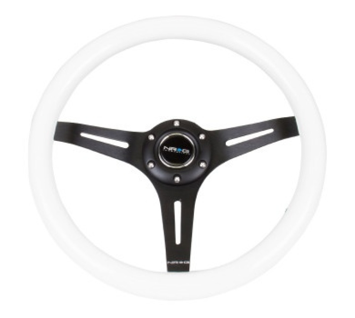 Classic Wood Grain Wheel350mm 3 Black spokesWhite Paint Grip NRG in the group Interior / Steering Wheels & Hubs / Sports steering wheels & Wooden steering wheels / Wood Steering Wheels at DDESIGN Scandinavia AB (NRG-ST-015BK-WT)