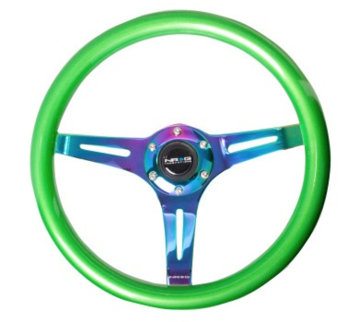 Wood Grain350mm3 Neo-Chrome spokesGreen grip NRG in the group Interior / Steering Wheels & Hubs / Sports steering wheels & Wooden steering wheels / Wood Steering Wheels at DDESIGN Scandinavia AB (NRG-ST-015MC-GN)
