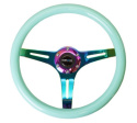 Minty Fresh Wood Grain Wheel 350mm 3 spoke center in Neochrome NRG