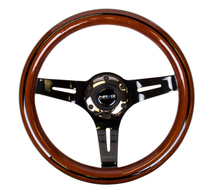 Classic Dark Wood Grain Wheel Black line inlay 310mm 3 spoke center NRG in the group Interior / Steering Wheels & Hubs / Sports steering wheels & Wooden steering wheels / Wood Steering Wheels at DDESIGN Scandinavia AB (NRG-ST-310BRB-BK)