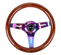 Classic Dark Wood Grain Wheel Black line inlay 310mm 3 spoke center in Neochrome NRG